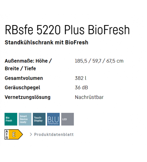 LIEBHERR利勃海尔RBsfe 5220 Plus独立式单门冰箱 生物养鲜